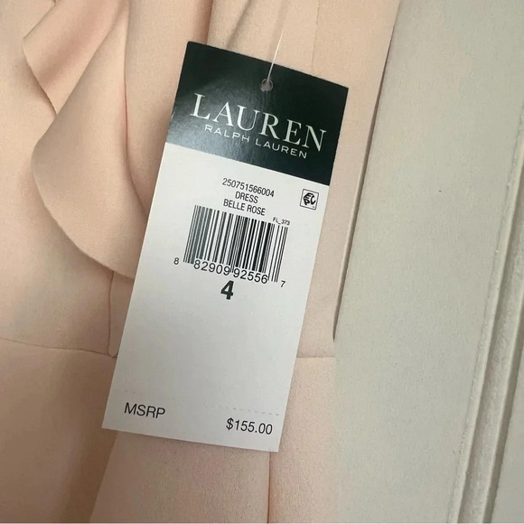 Lauren Ralph Lauren Size 4 Light Pink Ruffle-Trim Crepe Dress NEW! - Picture 6 of 7